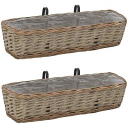 Lot de 2 Jardinières de jardin - Balconnière à fleurs Osier avec doublure en pe 60 cm BV924155