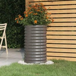 Jardinière de jardin Bac a Fleur | Acier enduit de poudre 40x40x68 cm Gris 56641 - Gris