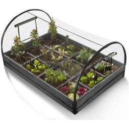 Idmarket - Carré potager 12 compartiments bois gris + housse serre châssis - Gris