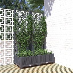 Jardinière Bac a Fleur | avec treillis Gris foncé 80x40x121,5 cm pp 69764 - Gris