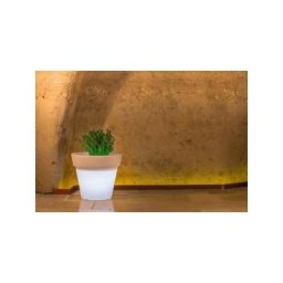 Pot de fleurs Led en résine h 45 mod. Begonia Tondo lampe blanche