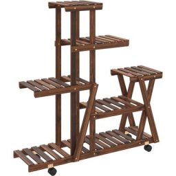 Support à fleurs avec roues 95x25x101 cm bois massif de sapin Vidaxl Brun