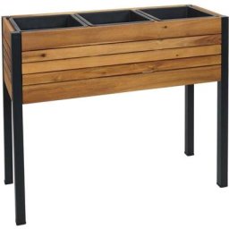Jardinière HHG 580, bac à fleurs surélevé, 75x81x30cm Outdoor Alu Acacia bois certifié mvg, brun