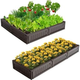 Carre Potager, Jardiniere pour Jardin avec Fond Ouvert, Bac a Fleurs Plastique avec Connexions