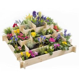Idmarket - Carré potager pyramide keo en bois 4 étages bac à fleurs 100 cm - Naturel