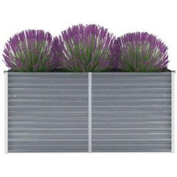 160 x 40 x 77 cm Lit Surélevé Acier Galvanisé Pot à Fleurs Jardinière Gris - Gris