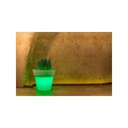 Pot de fleurs Led en résine h 45 mod. Begonia Tondo lampe verte