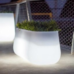 Bac à fleurs large lumineux lumière blanche froide par câble 98x40x39,5cm - Blanc - Moovere