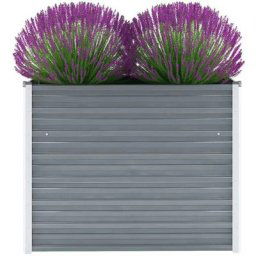 100 x 40 x 77 cm Lit Surélevé Acier Galvanisé Pot à Fleurs Jardinière Gris - Gris
