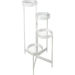 Tagère à Fleurs Fer Forgé, Étagère Plante Métallique de 4 Niveaux Escalier, Support Pot de Fleurs,