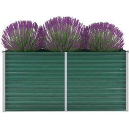 160 x 40 x 77 cm Lit Surélevé Acier Galvanisé Pot à Fleurs Jardinière Vert - Vert
