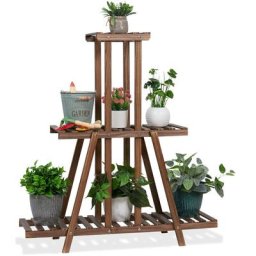 Tagère Plantes - Porte Plante Echelle en Bois pour Plantes Orchidées Succulentes Cactus Aloès