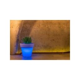 Pot de fleurs Led en résine h 45 mod. Begonia Tondo lampe bleue