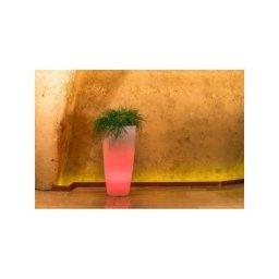 Vase Lumineux en Polymère Monacis Stilo Rond Brillant - ø 33 cm. - h 70cm. lumière rouge