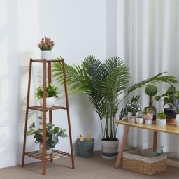 Porte Plante en Bambou - Etagère à Fleurs Echelle Intérieur pour Sallon Chambre Bureau - M