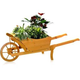 Chariot à fleurs brouette de jardin brouette de bois au moyen d'un pot de fleurs bac à fleurs