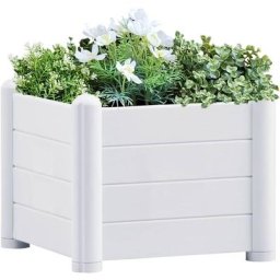 Jardinière Bac a Fleur | Lit surélevé de jardin pp Blanc 43x43x35 cm 93364