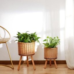Paco Home - Pot De Fleurs Cache-Pot Grand Bac Intérieur Pot De Plantes Lot Osier Tressé Bois