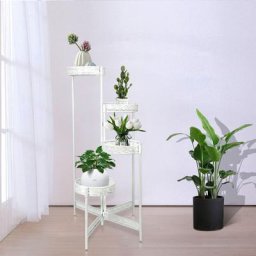 Tagère à Fleurs Fer Forgé - Porte Plante Intérieur Extérieur avec 4 Niveaux Echelle Escalier Pour