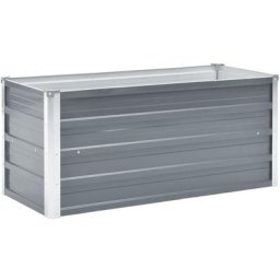 100 x 40 x 45 cm Lit Surélevé Acier Galvanisé Pot à Fleurs Jardinière Gris - Gris