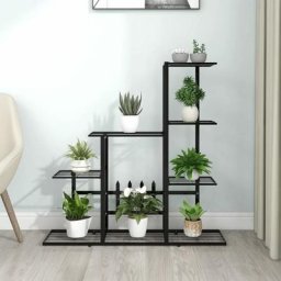 Support pour plantes | Étagère à plantes 94,5x25x88 cm Noir Métal 42994 - Noir