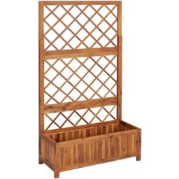 Jardinière Bac a Fleur | Lit surélevé avec treillis 85x38x150 cm Bois massif d'acacia 37883 - Brun