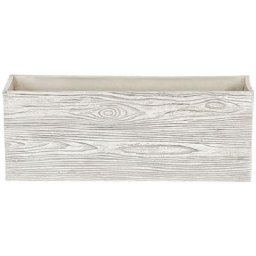 Bac à Fleurs Rectangulaire Blanc Effet Bois, 42 x 13 x 15 cm, en Fibre d'Argile pour Intérieur et
