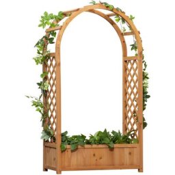 Jardinière avec treillis et arche - bac à fleurs - jardinière sur pied - dim. 83L x 36l x 152H cm