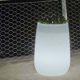 Pot lumineux haut solaire 80 solaire+batterie rechargeable led rgb avec télécommande ø39x59cm