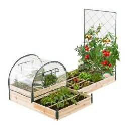 Idmarket - Kit complet carrés potagers modulables 3 bacs + treillis + housse - Multicolore