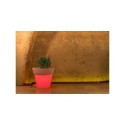 Pot de fleurs Led en résine h 45 mod. Begonia Tondo lampe rouge