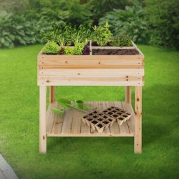 Ecd Germany - Lit de jardin haute en bois rempotage potager fruits fleurs herbes 80x60x80 cm