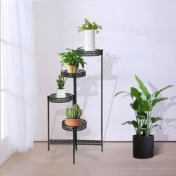 Tagère à Fleurs Fer Forgé - Porte Plante Intérieur Extérieur avec 4 Niveaux Echelle Escalier Pour
