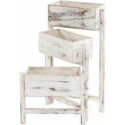 Étagère à plantes support à fleurs position réglable hauteur 65 cm en bois aspect vintage blanc - or
