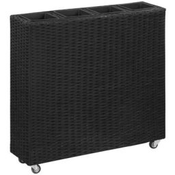 Lit surélevé de jardin à 4 pots 80x22x79 cm Résine Tressée Noir vidaXL - Black