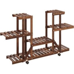 Support à fleurs avec roues 110x25x78 cm bois massif de sapin Vidaxl Marron