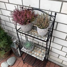 Tagère à fleurs en métal vintage pierre mosaïque étagère à plantes jardin pierre naturelle