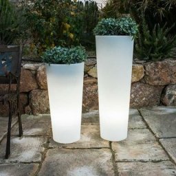 Pot lumineux haut 60 lumière blanche froide par câble ø29x59cm - Blanc - Moovere