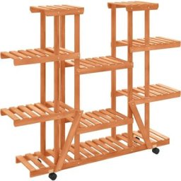 Support à fleurs avec roues 110x25x115 cm bois massif de sapin Vidaxl Light brown