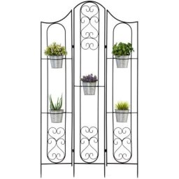 Tagère de pots de fleurs plantes en métal style fer forgé - support de plantes pliable métal à