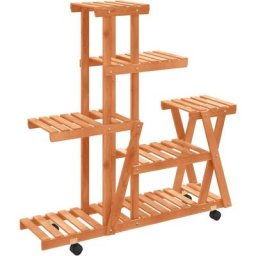 Support à fleurs avec roues 95x25x101 cm bois massif de sapin Vidaxl Brun
