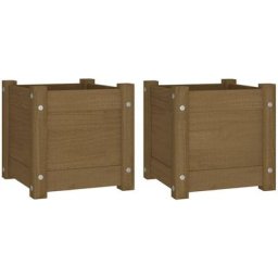 Jardinières d'extérieur 2pcs Marron miel 31x31x31cm Bois de pin Vidaxl Honey brown