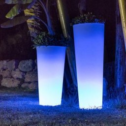 Pot lumineux haut 60 solaire+batterie rechargeable led rgb avec télécommande ø29x59cm - Moovere