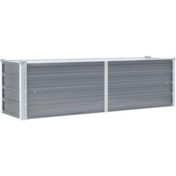 160 x 40 x 45 cm Lit Surélevé Acier Galvanisé Pot à Fleurs Jardinière Gris - Gris