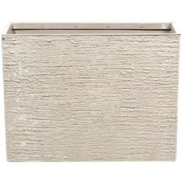 Haut Cache-Pot Beige Rectangulaire 25 x 60 x 45 cm Bac à Fleurs en Pierre et Polyrésine au Design