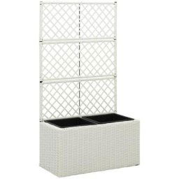 Jardinière Bac a Fleur | Lit surélevé en treillis 2pots 58x30x107cm Résine tressée Blanc 59920