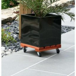 Nortene - Support à roulettes bois fsc lasuré flora roll lasure - Carré 30 x 30 cm - Brun