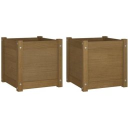Jardinières d'extérieur 2 pcs Marron miel 40x40x40cm Pin massif Vidaxl Honey brown