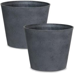 2 Pcs Pots à Fleurs Taille Plastique Recyclable Eco-friendly 24 x 17.5 x 23 cm Rond - ARCADIA, S
