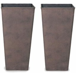 2 Pcs Pot à Fleurs 30cm Plastique Eco-friendly 31 x 19.8 x 51 cm Carré - arcadia - Gris Chiné